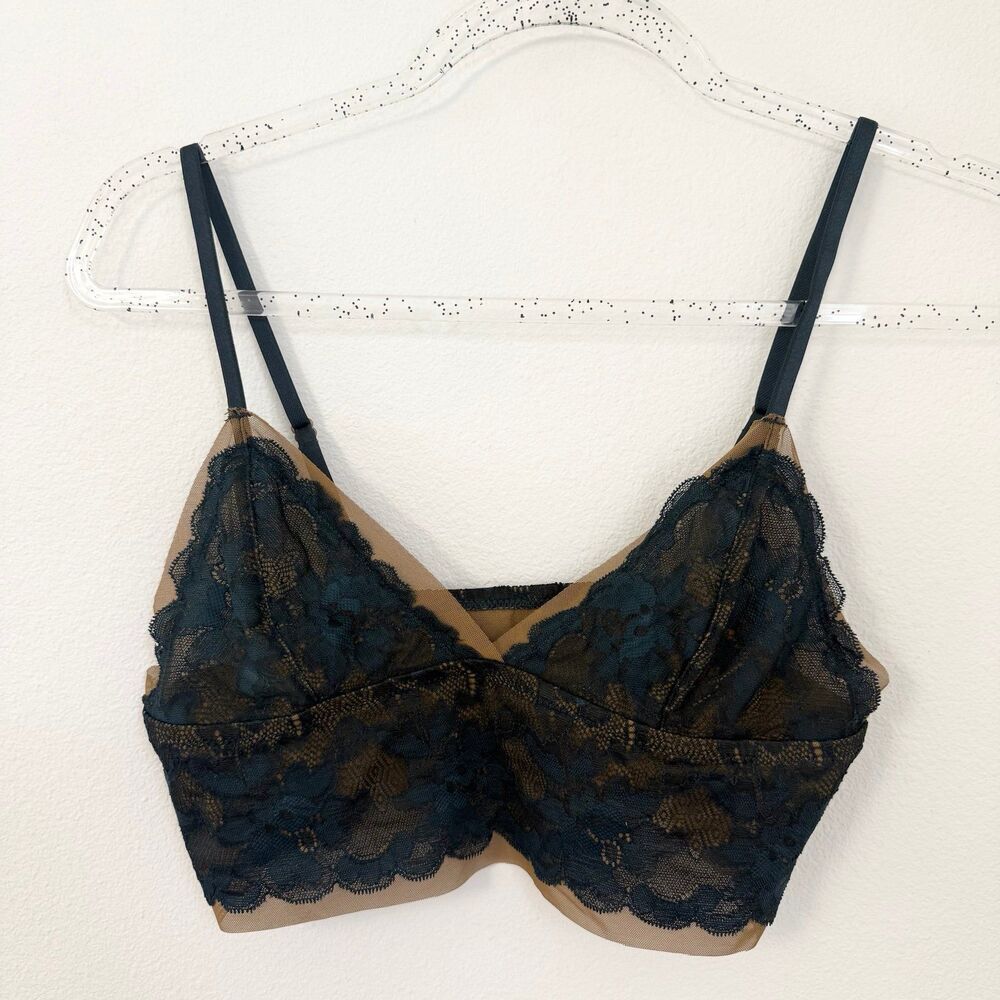 Intimately Free People Dark Green Nude Lace Bralette Size M